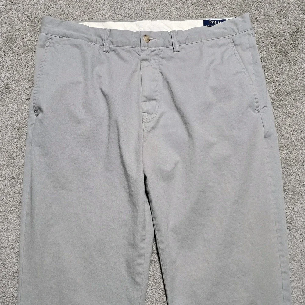 Polo Ralph Lauren Mens 35x32 Gray Classic Fit Chino Pants Cotton Twill